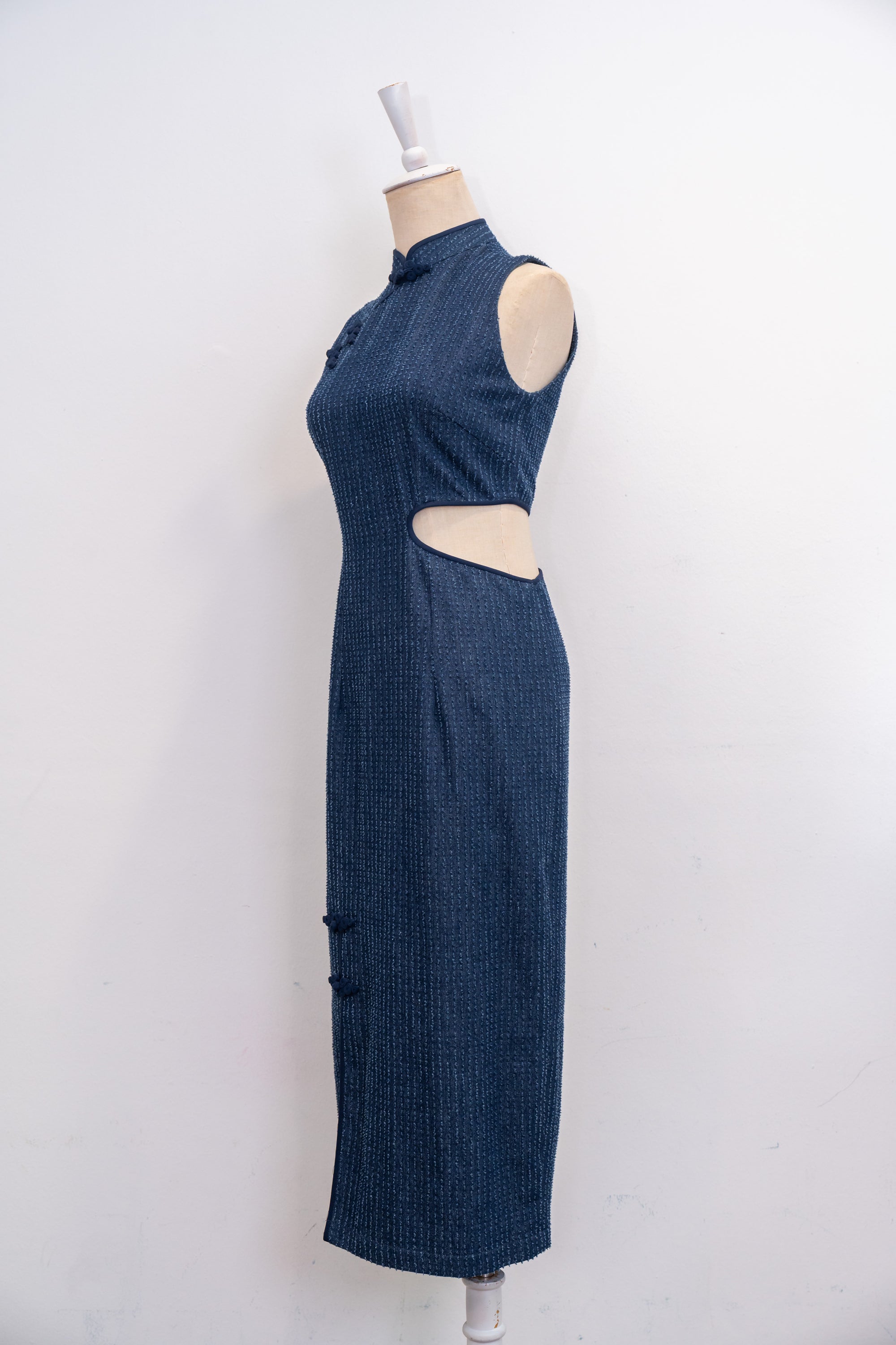 Isla Denim Cut-Out Cheongsam