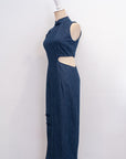 Isla Denim Cut-Out Cheongsam
