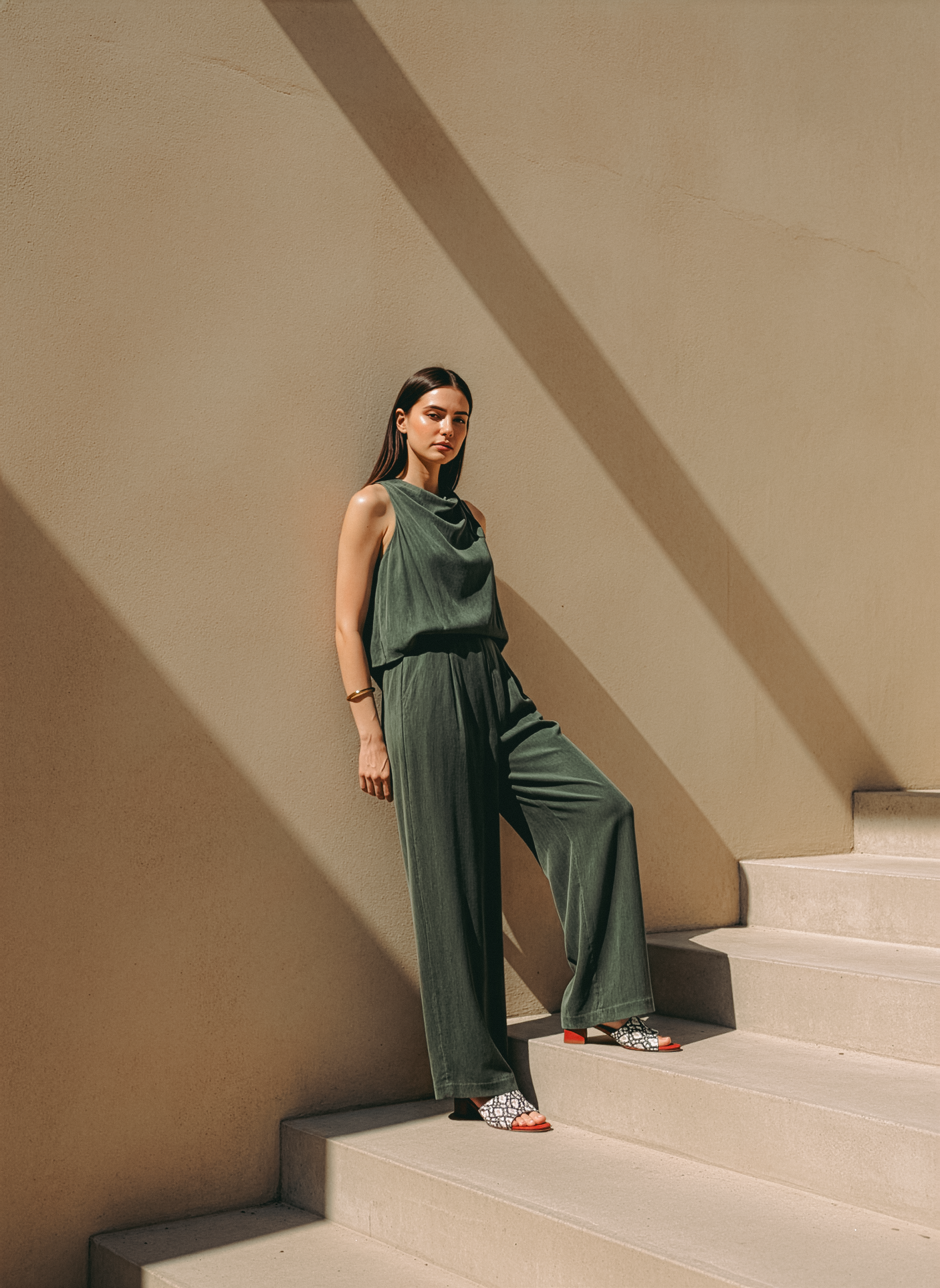Jess Cupro Jumpsuit - Rose Pink / Black / Sage / Olive Green