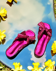 Estelle Knotted Slides - Gold / Fuchsia