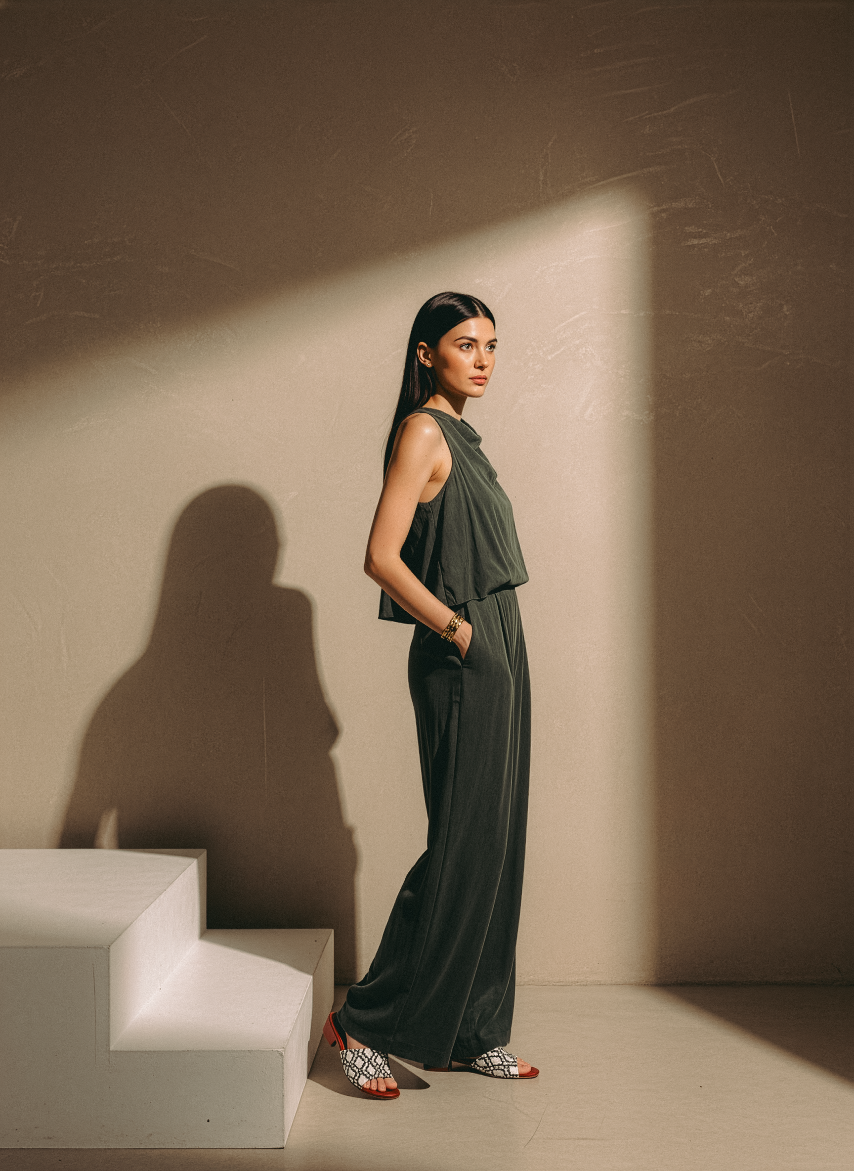 Jess Cupro Jumpsuit - Rose Pink / Black / Sage / Olive Green