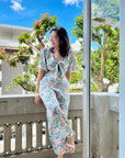 Rory Tie-Front Maxi Jumpsuit - Purple Ikat