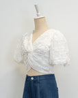 Tamara Reversible Crop Top - Textured Quatrefoil