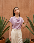 Shenton Cowl Top - Citrus Yellow / Lilac