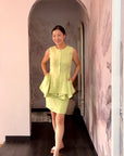 Ellen Peplum Skirt Set - Blush Gingham / Green Floral