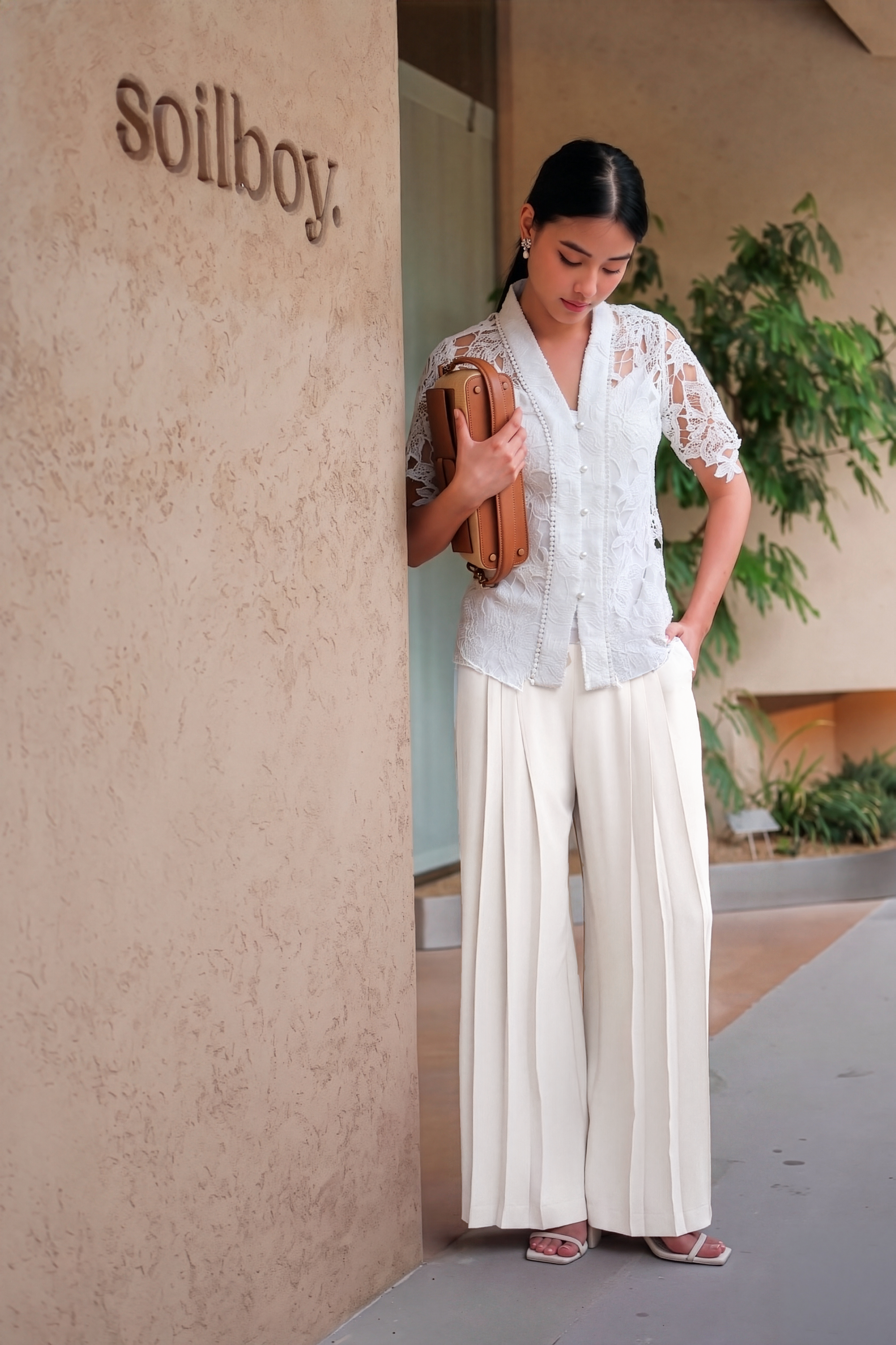 Penelope Pleated Pants - Pink Lilac/ Black/ Cream