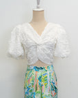 Tamara Reversible Crop Top - Textured Quatrefoil