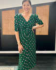 Becca Ruched Dress - Emerald Tulips