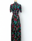 Gigi Pleated Maxi Cheongsam - Moonlit Floral