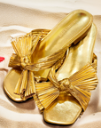 Estelle Knotted Slides - Gold / Fuchsia