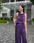 Jess Cupro Jumpsuit - Garnet / Royal Purple / Black