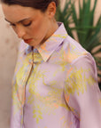 Fern Forest Silk Shirt - Green / Lilac