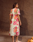 In-a-Knot Midi Dress - Begonia Bloom