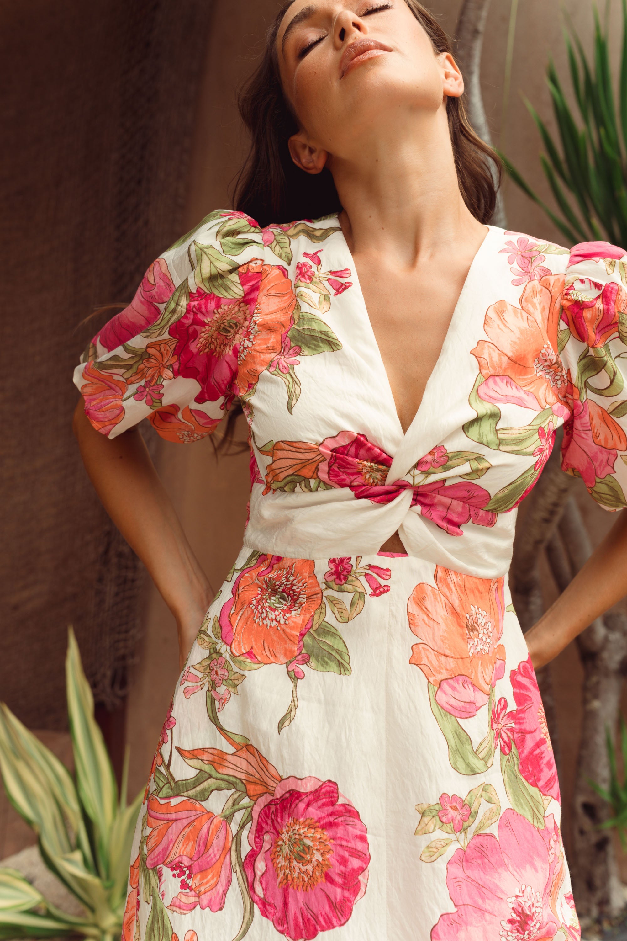 In-a-Knot Midi Dress - Begonia Bloom