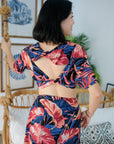 Twylla Double Twist Flared Dress - Amber Foliage