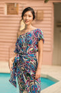 Helio Wrap Dress - Purple Abstract