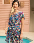 Helio Wrap Dress - Purple Abstract