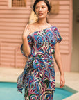 Helio Wrap Dress - Purple Abstract