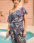 Helio Wrap Dress - Purple Abstract