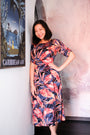 Twylla Double Twist Flared Dress - Amber Foliage
