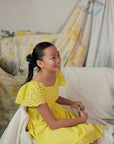 Lil' Nadine Eyelet Cut-Out Dress - Yellow Lace