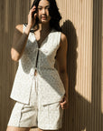 Wes Tailored Shorts - Ivory Geo Lace
