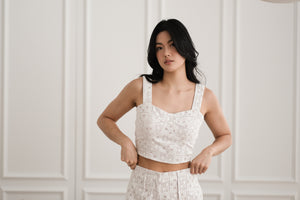 Wes Bustier Top - Ivory Geo Lace