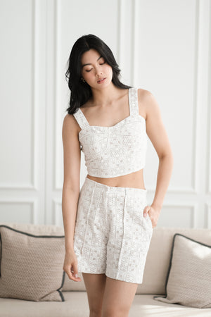 Wes Tailored Shorts - Ivory Geo Lace