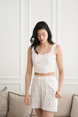 Wes Tailored Shorts - Ivory Geo Lace