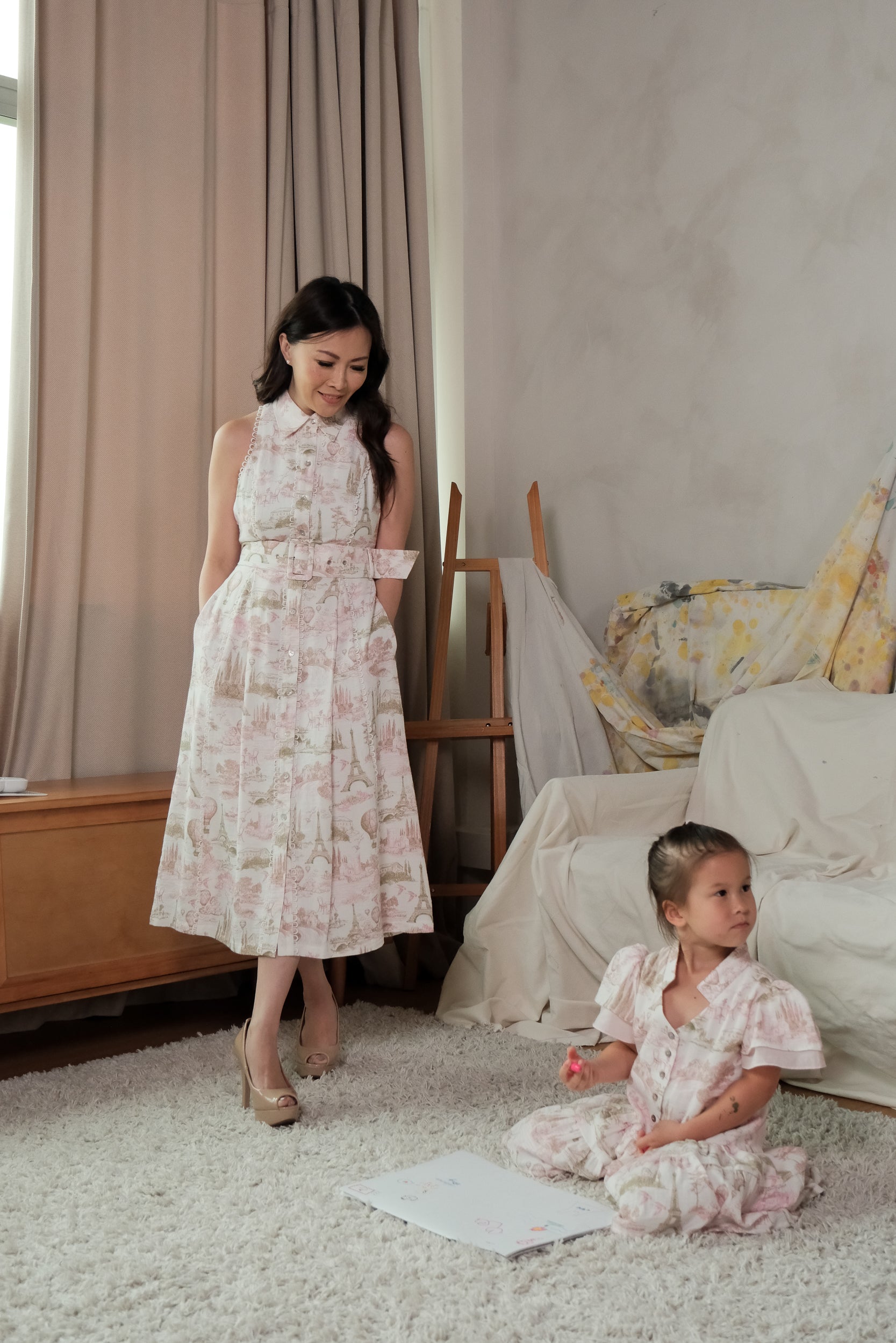 Lil&#39; Elysees Shirt Dress - Pink Toile
