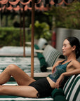 High Tide Swim Bottoms - Abstract Botanical / Black