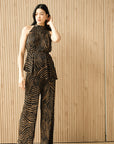 River Peplum Pants Set - Forest Swirl / Bengal Stripe