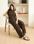 River Peplum Pants Set - Forest Swirl / Bengal Stripe