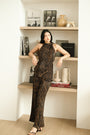 River Peplum Pants Set - Forest Swirl / Bengal Stripe