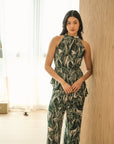 River Peplum Pants Set - Forest Swirl / Bengal Stripe