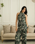 River Peplum Pants Set - Forest Swirl / Bengal Stripe