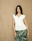 Pax Peplum Frill Top - White / Black