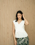 Pax Peplum Frill Top - White / Black