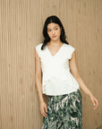 Pax Peplum Frill Top - White / Black