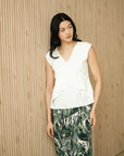 Pax Peplum Frill Top - White / Black
