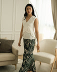 Pax Peplum Frill Top - White / Black