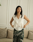 Pax Peplum Frill Top - White / Black