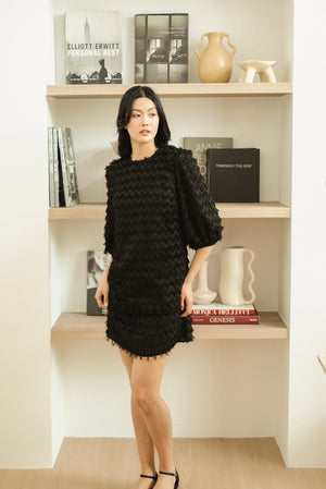 Aimi Fil Coupe Shift Dress - Black / Pink