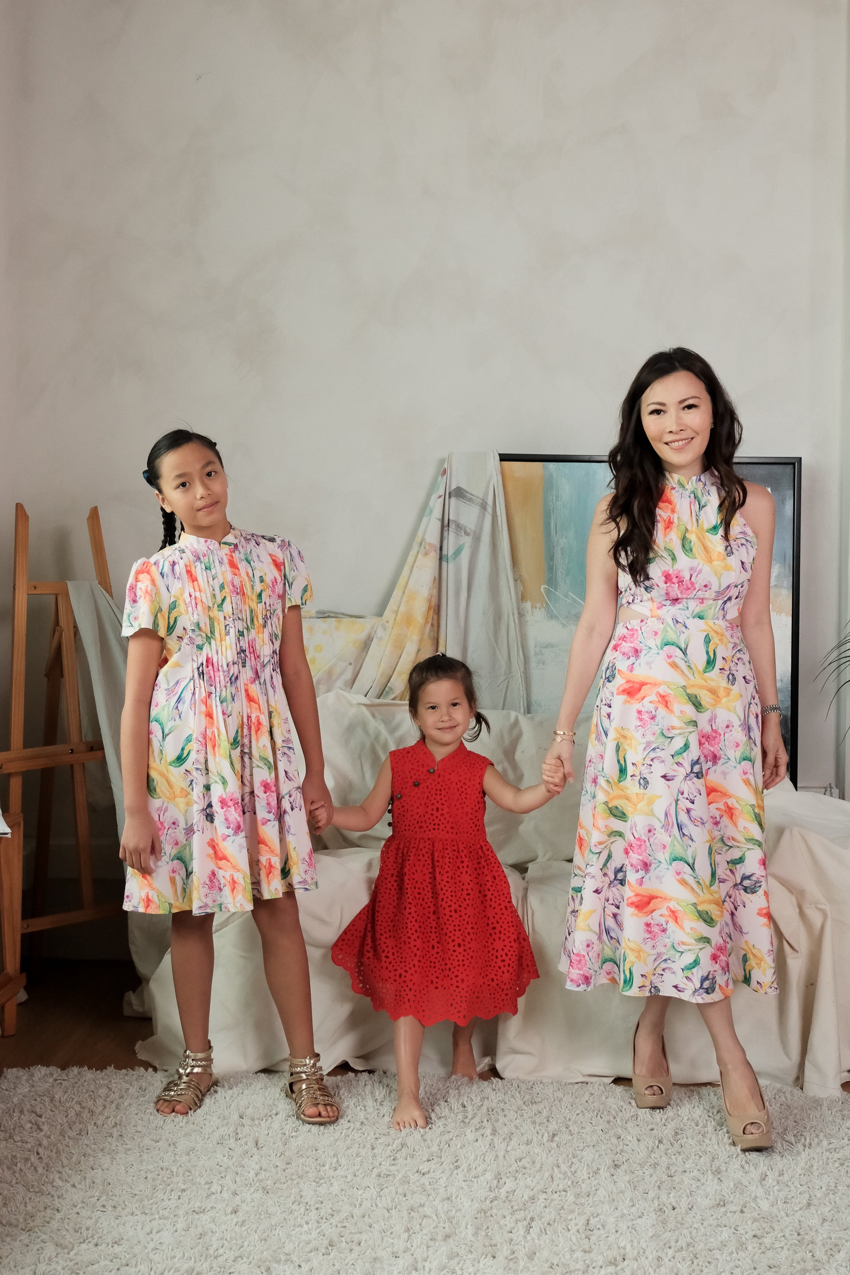 Lil&#39; Gigi Pleated Cheongsam - Pink Blossoms