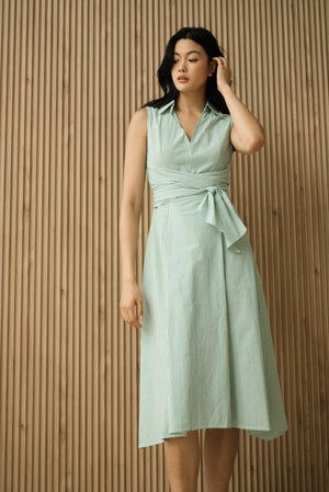 Noa Wrap Dress - Jade Stripes