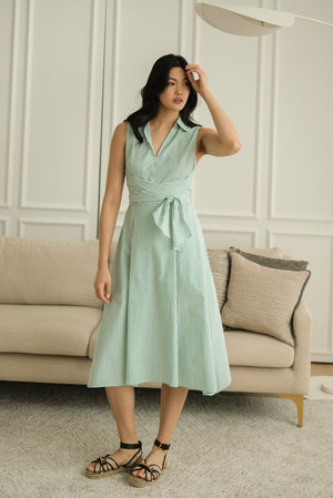 Noa Wrap Dress - Jade Stripes