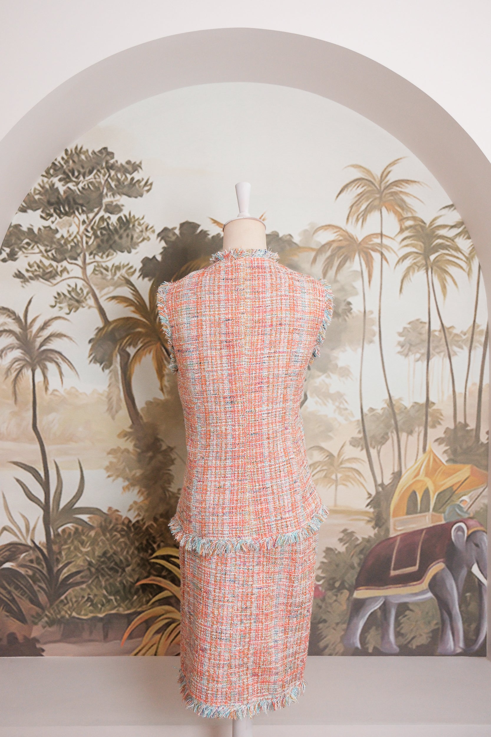 Roxette Tweed Skirt Set - Tangerine/ Turquoise (TMP Studio Limited Edition)