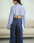 Mia Tie-Back Shirt - Blue Weave / White