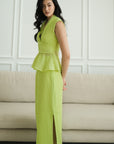 Viola Textured Maxi Skirt Set - Lime / White