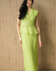 Viola Textured Maxi Skirt Set - Lime / White